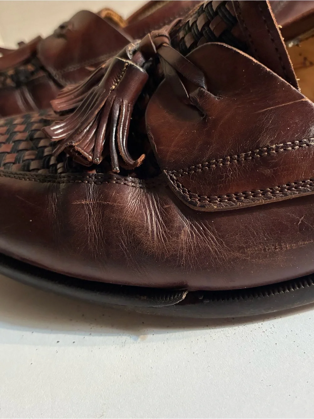 Johnston & Murphy Dark Brown Woven Tassel Loafers Men’s Size 10.5